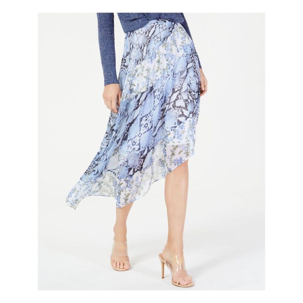 INC Womens Light Blue Printed Knee Length Skirt 4